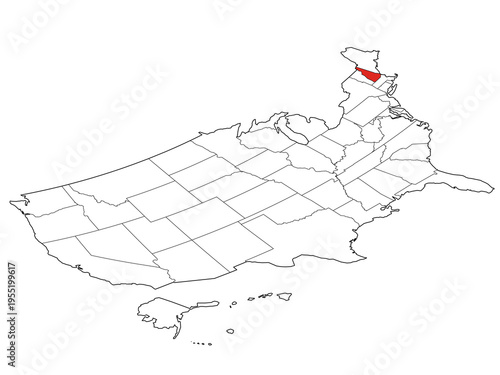 Map USA Isometric States New Hampshire Outline