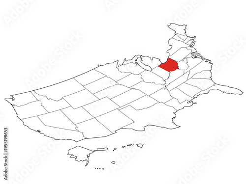 Map USA Isometric States Ohio Outline
