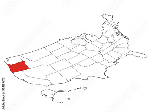 Map USA Isometric States Oregon Outline