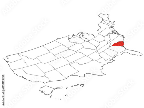 Map USA Isometric States South Carolina Outline