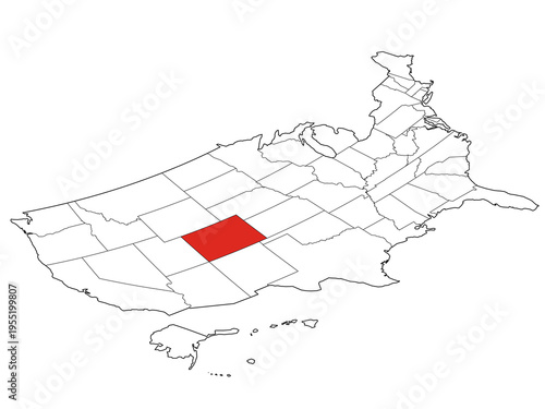 Map USA Isometric States Colorado Outline