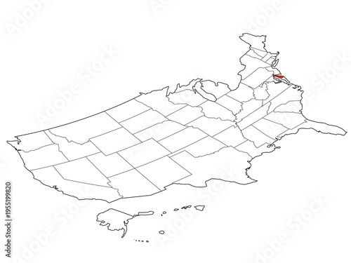 Map USA Isometric States Delaware Outline