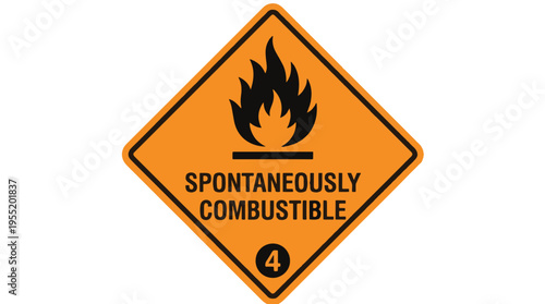 Diamond-shaped hazard symbol indicating SPONTANEOUSLY COMBUSTIBLE with a flame icon and the number 4.