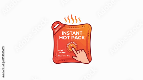 An instant hot pack, activated by pressing and shaking, designed for heat therapy.