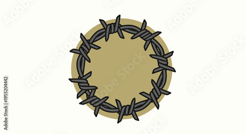 Barbed wire circle isolated symbol.