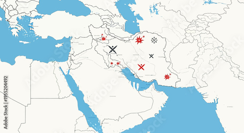 Air travel Middle East map routes.