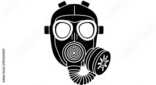 Black gas mask protective gear.