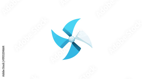 A cartoon-style illustration of a four-bladed pinwheel, in shades of blue and white