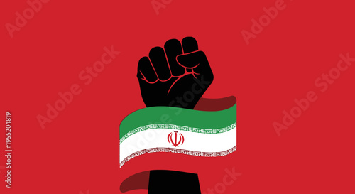 Iranian Flag Wrapped Around Fist Symbol.
