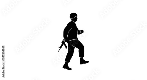 Man walking with a pistol holster.