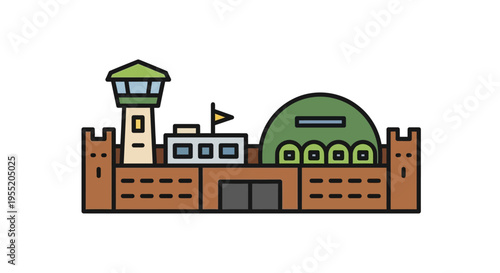 Prison Watchtower and Fence Structure.