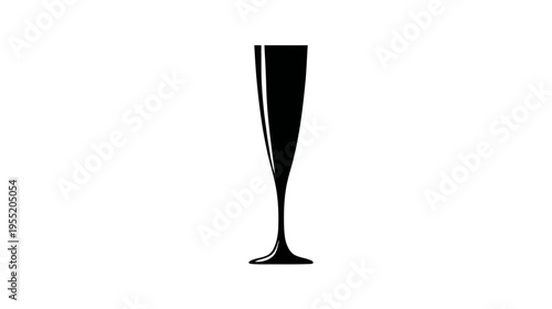 A simple, black champagne flute silhouette set against a white background