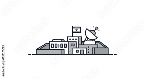 Satellite Dish On A Building Roof.