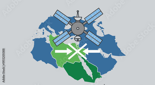 Satellite in Space Orbiting Earth Globe.
