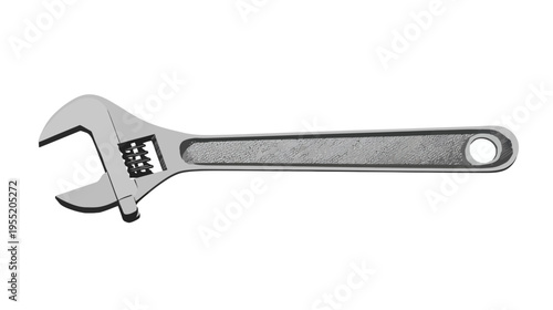 A grayscale adjustable wrench tool, isolated on a white background. It's used for tightening or loosening