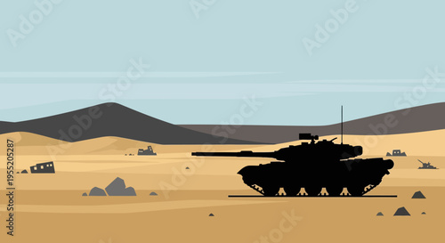 Tank in desert sand environment.