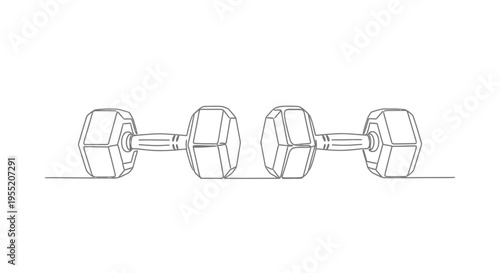 Dumbbells Continuous Line Art Drawing Isolated on White Background