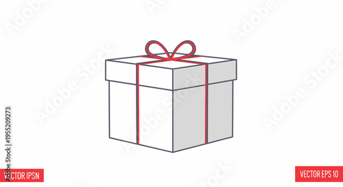 Gift box with red ribbon bow.
