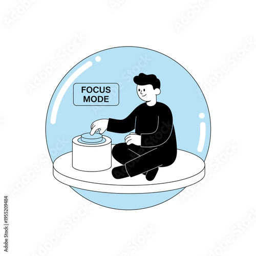 Man in Focus Mode activating concentration device.