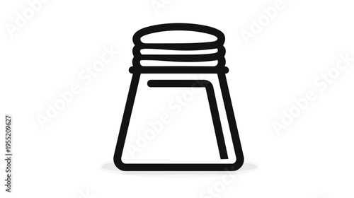 A stylized illustration featuring a black salt shaker icon on a white background
