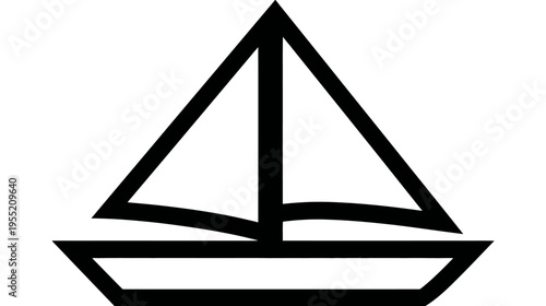 A black and white nautical vector illustration depicting a simple sailboat silhouette