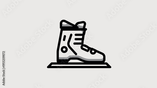 A side-view illustration of a ski boot with a sleek, minimalist design on a light background