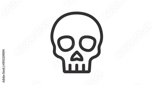 A simple illustration of a skull outline in black. The skull is centered against a white background