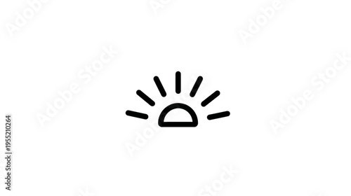 A simple black line art icon of a sun rising over the horizon on a white background