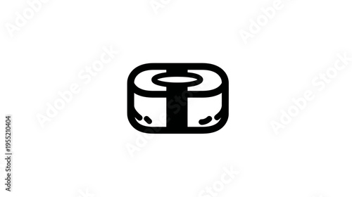 A minimalist icon of cylindrical sushi with a dark outline. Simple illustration with a white background