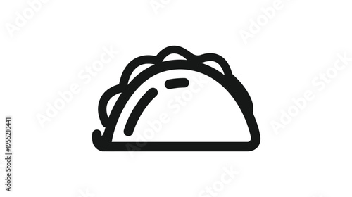 A simple, black-outlined illustration of a folded food item, likely a popular savory wrap