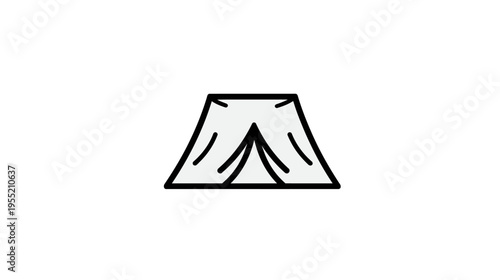 A simple illustration of a tent in outline, with a white fill and a dark outline