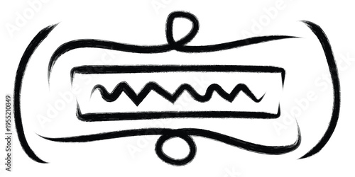 Set of black hand drawn brush stroke decorative elements, borders, frames, and wavy line isolated on transparent background, vector illustration