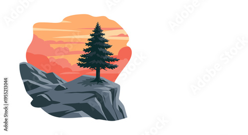 Illustration of a single pine tree.