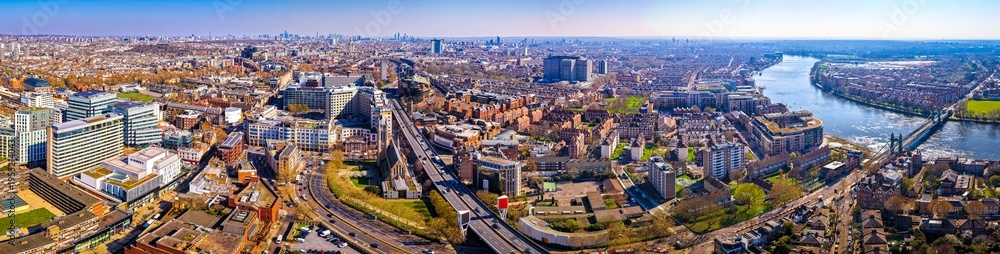 Fototapeta premium Aerial View of Hammersmith and A40 Road in West London England