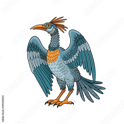 Archaeopteryx Dinosaur Bird Illustration Isolated White Background Cartoon Style