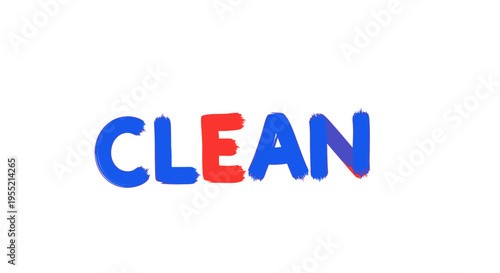 Clean Word Typography - Simple Blue and Red Text on White Background