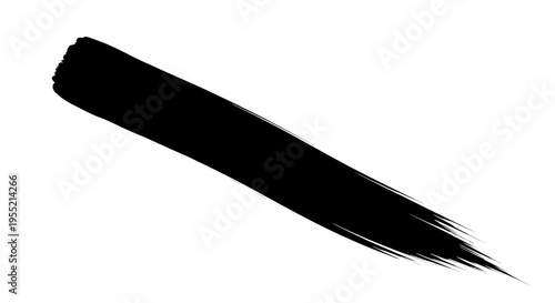Black paint brush stroke on white background, abstract art, ink splash