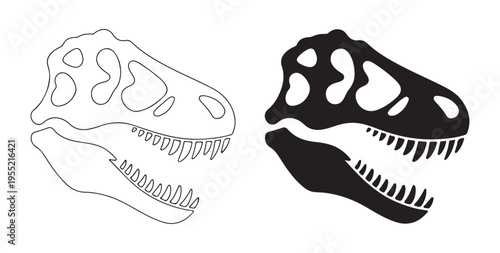 Принти на полотні T-rex skull vector illustration