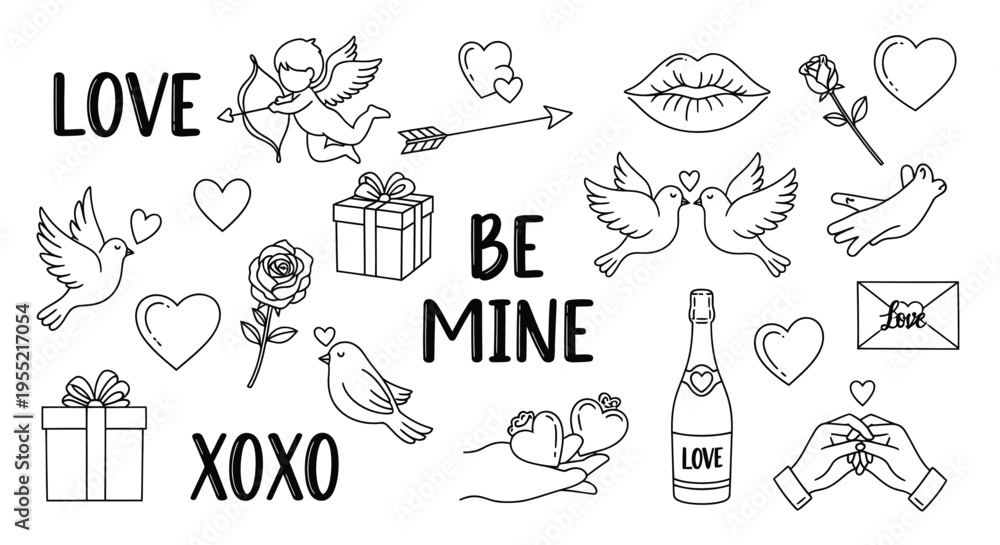 Obraz premium Valentine day love sweetheart symbols.