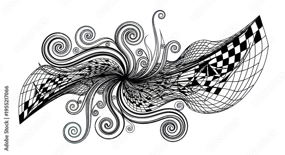 Fototapeta premium Black and white decorative abstract design.