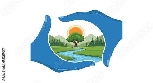 Hands holding eco friendly environment symbol.