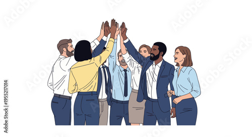 Diverse group of business people stacking hands.