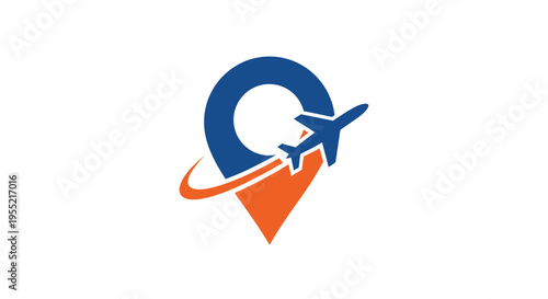 Airplane flying around a blue circle.