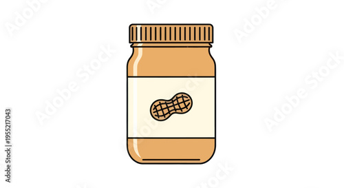 Peanut butter jar with peanuts.