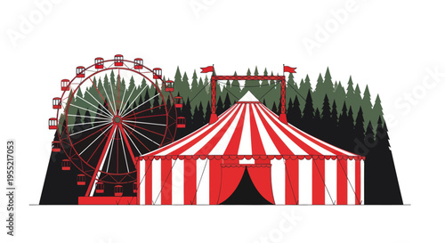 Red and white striped big top tent.