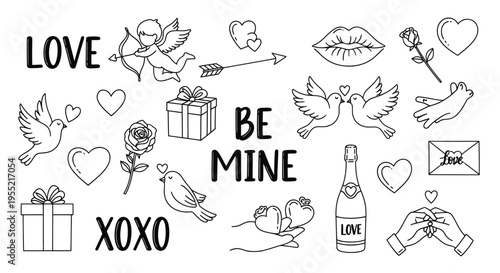 Valentine day love sweetheart symbols.