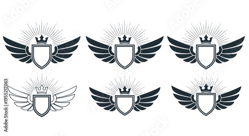 Wings Shield Crest Emblem Logo.