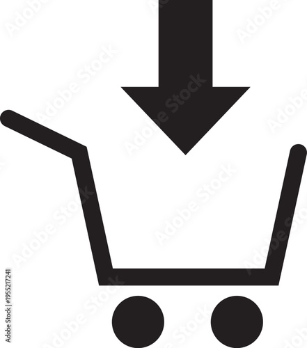 Shopping cart icon with down arrow for adding to cart