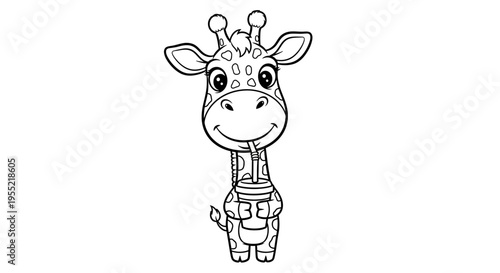 Playful cartoon giraffe illustration with a friendly, cheerful expression.