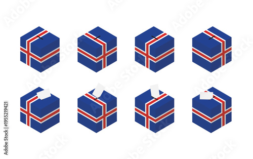 Iceland Election Ballot Box Vector Isometric